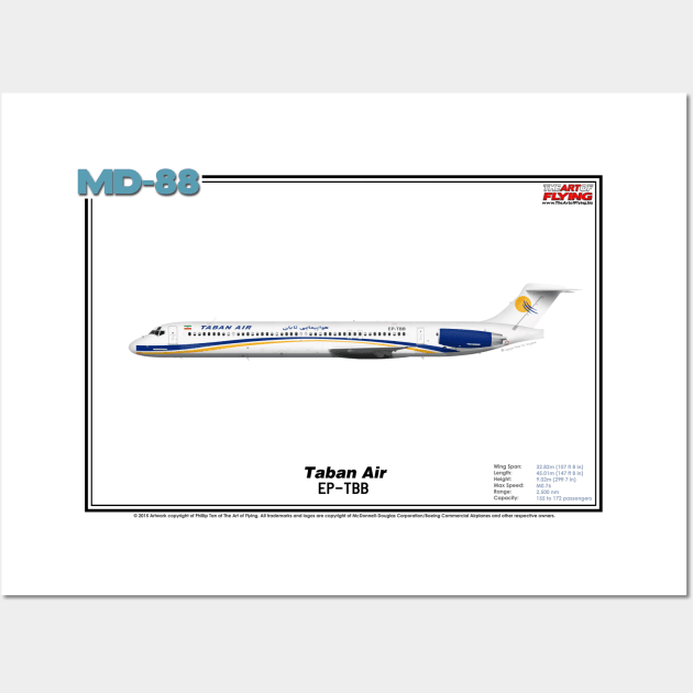 McDonnell Douglas MD-88 - Taban Air (Art Print) Wall Art by TheArtofFlying